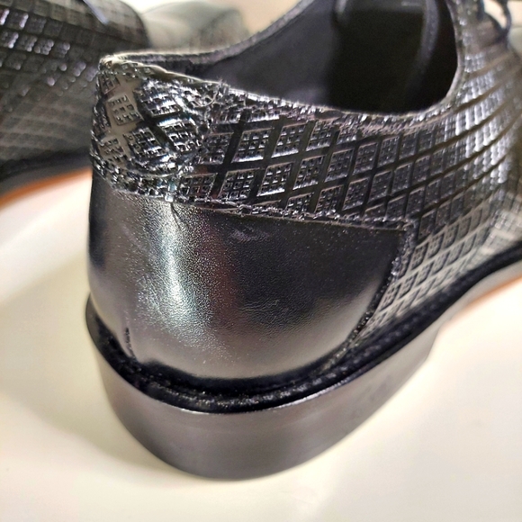 Stacy Adams Black Printed Cow Leather Lace Up Oxford Dress Shoes - Picture 12 of 13